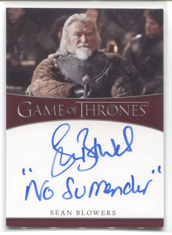 2022 Sean Blowers Rittenhouse Game of Thrones The Complete Series Volume 2 INSCRIPTION "NO SURRENDER" AUTO AUTOGRAPH #NNO