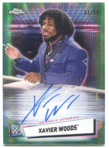 2021 Xavier Woods Topps Chrome GREEN REFRACTOR AUTO 62/99 AUTOGRAPH #A-XW Monday Night Raw