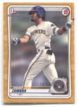 2020 Freddy Zamora Bowman Draft PROSPECTS GOLD BORDER 14/50 #BD-46 Milwaukee Brewers