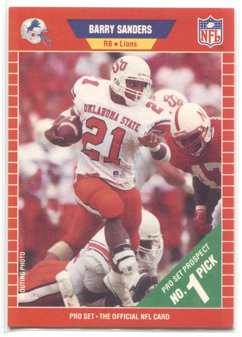 Barry Sanders Autographed Oklahoma State 1989 Pro Set Rookie Card #494 –  Super Sports Center