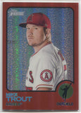 2022 Mike Trout Topps Heritage Chrome RED REFRACTOR 313/573 #100 Anaheim Angels