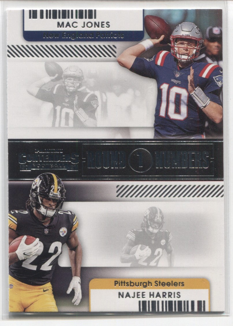 Mac Jones & Najee Harris 2021 Panini Contenders Round 1 Numbers #RN-MJO