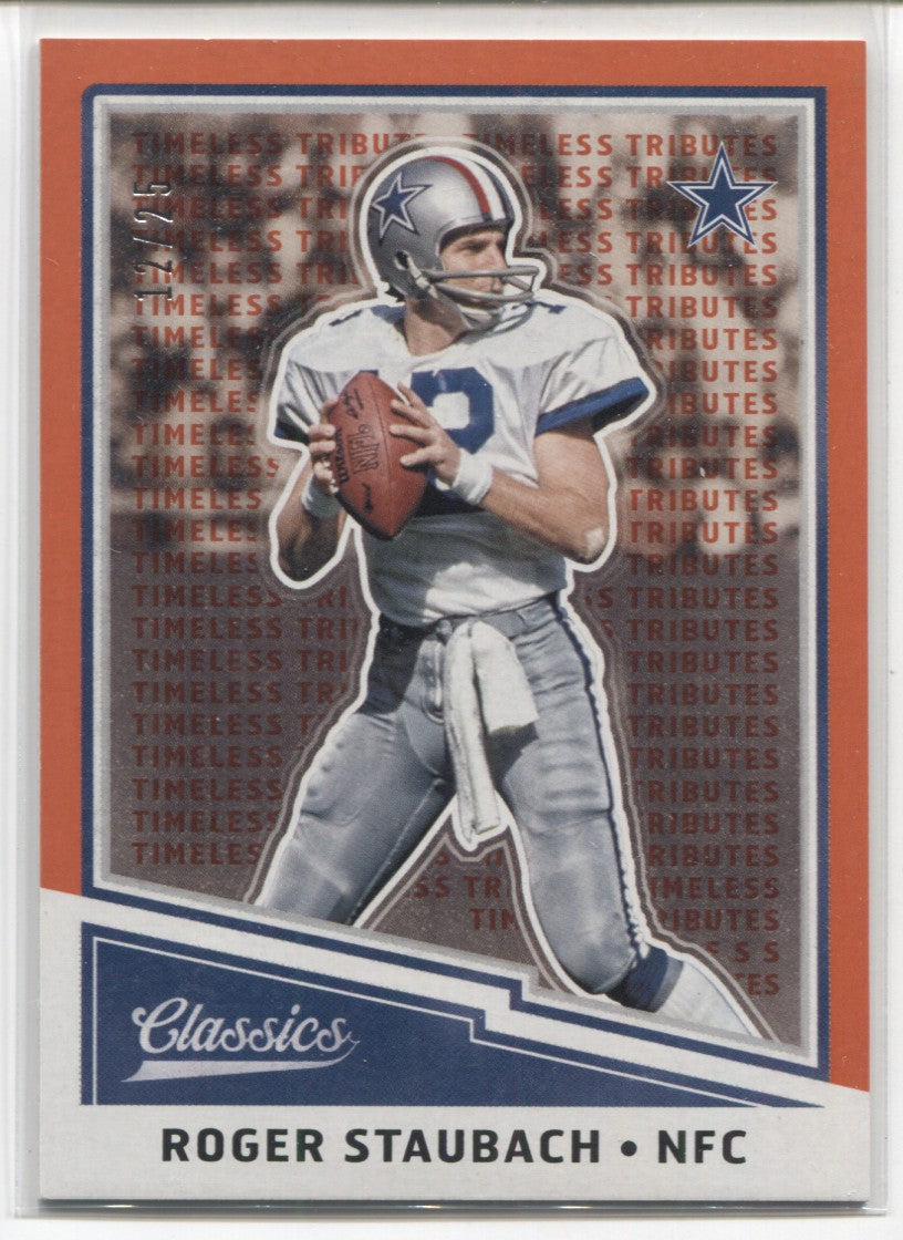 2017 Roger Staubach Panini Classics TIMELESS TRIBUTES ORANGE JERSEY NU