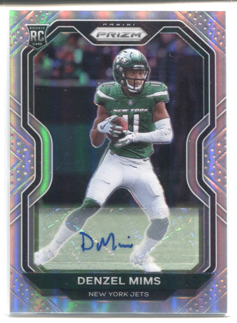 Denzel Mims Autographed 2020 Leaf Draft Rookie Card (PSA)