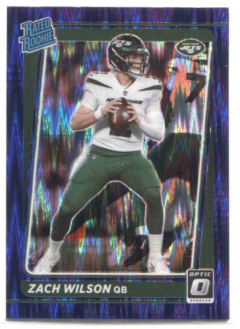 2021 Donruss Optic Zach Wilson White Hot Rookies Silver Holo SP FOTL Jets  RC