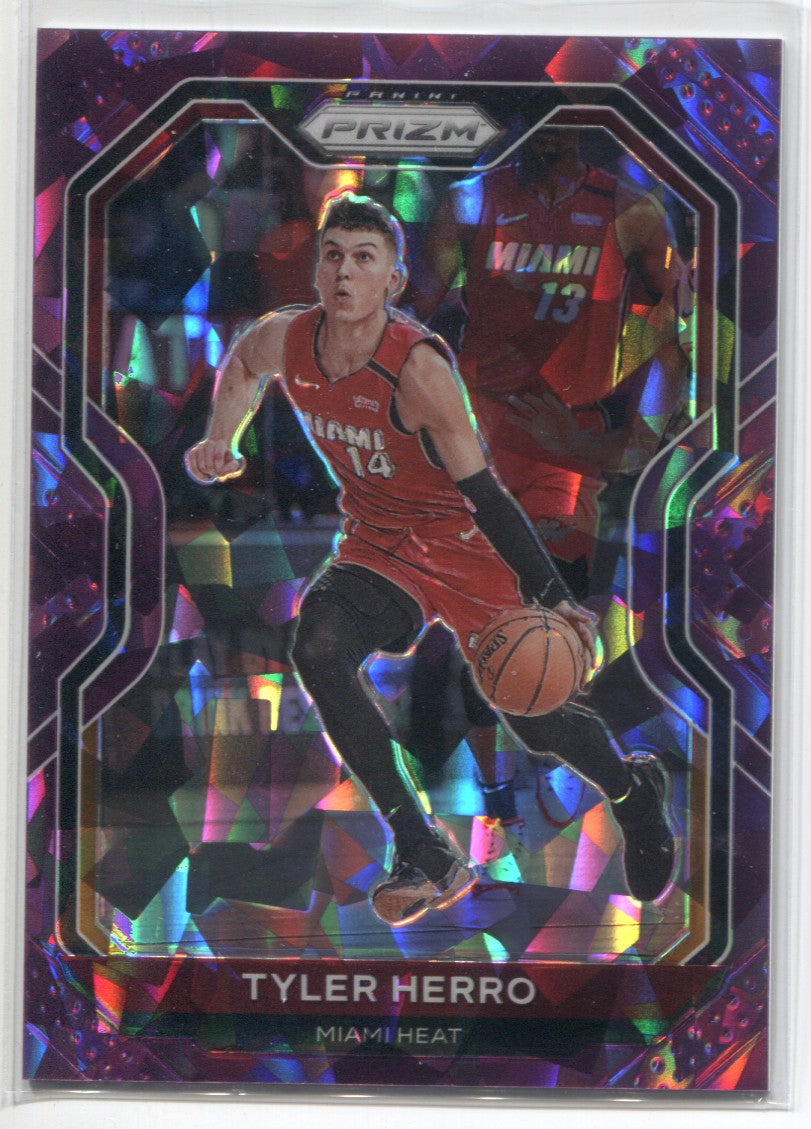 2020-21 Tyler Herro Panini Prizm PURPLE CRACKED ICE 089/175 #218 Miami