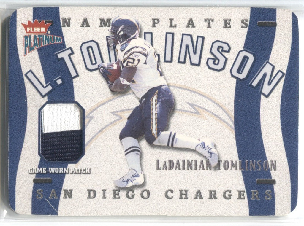 2002 LaDainian Tomlinson Fleer Platinum NAMEPLATES 017/150 PATCH RELIC