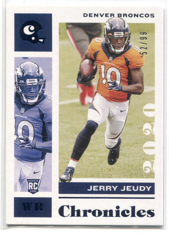 2020 Jerry Jeudy Panini Chronicles BLUE ROOKIE 52/99 RC #29 Denver Broncos