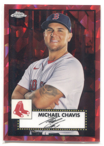 2021 Michael Chavis Topps Chrome Platinum Anniversary RED ATOMIC REFRACTOR 060/100 #154 Boston Red Sox