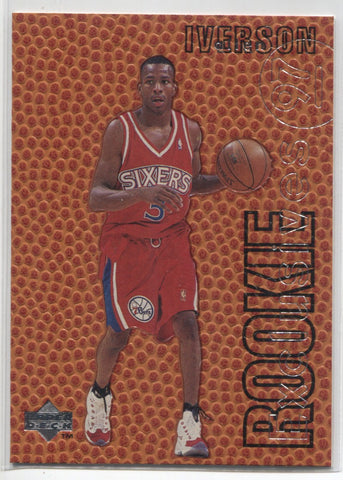 1996-97 Allen Iverson Upper Deck Rookie Exclusives ROOKIE RC #R1 Philadelphia 76ers 4