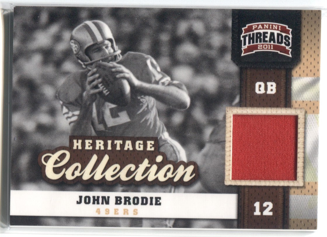 2011 John Brodie Panini Threads HERITAGE COLLECTION JERSEY RELIC 5 Sa