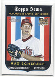 2008 Max Scherzer Topps Heritage High Number ROOKIE STARS OF 2008 RC #519 Arizona Diamondbacks 1