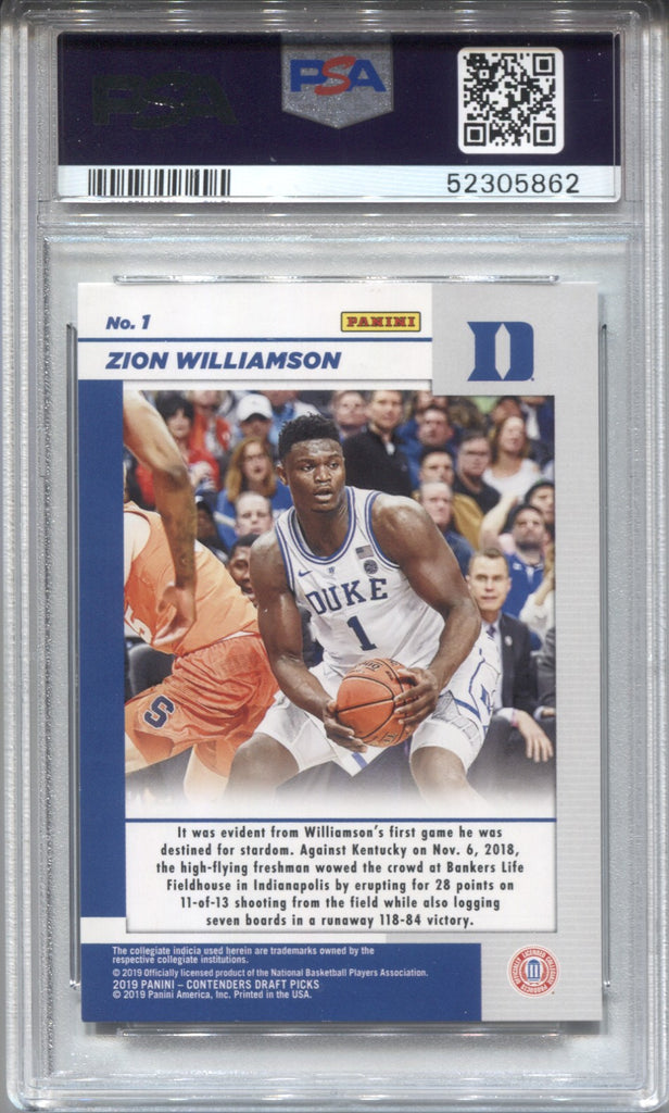 Zion Williamson 2019-20 Panini Contenders Draft Pick Rookie Card