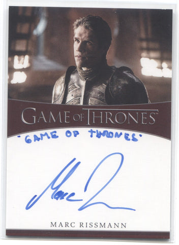 2021 Marc Rissmann as Captain Harry Strickland Rittenhouse Game of Thrones The Iron Anniversary Series 1 INSCRIPTION AUTO AUTOGRAPH