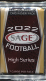 2022 Sage Hit Premier Draft High Series Football, Pack