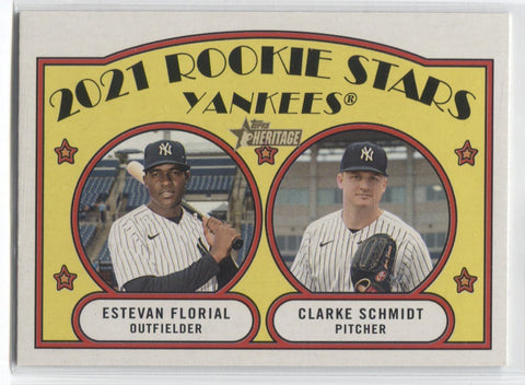 2021 Estevan Florial Clarke Schmidt Topps Heritage ROOKIE STARS FRENCH TEXT RC #158 New York Yankees