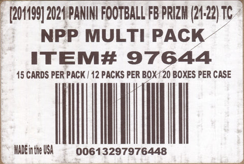2021 Panini Prizm Football, 20 Cello Multi-Pack Box Case