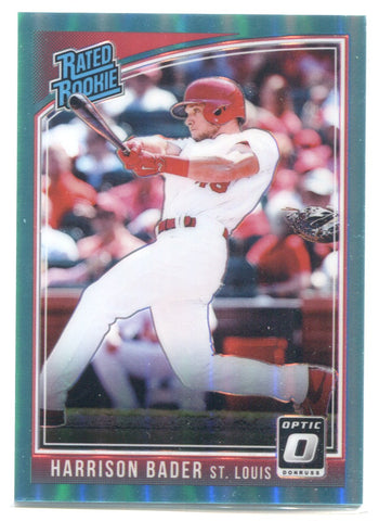 2018 Harrison Bader Donruss Optic AQUA PRIZM RATED ROOKIE 240/299 RC #54 St. Louis Cardinals