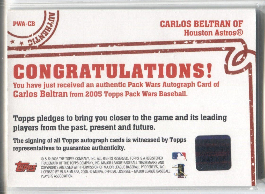 Carlos Beltran 2005 Topps Game Used Bat Card