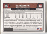 2008 Matt Ryan Topps ROOKIE RC #331 Atlanta Falcons 1