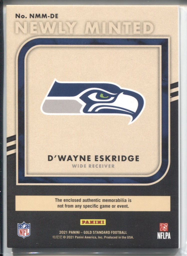 2021 D'Wayne Eskridge Panini Gold Standard NEWLY MINTED ROOKIE JERSEY