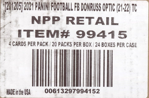 2021 Panini Donruss Optic Football Retail, 24 Box Case