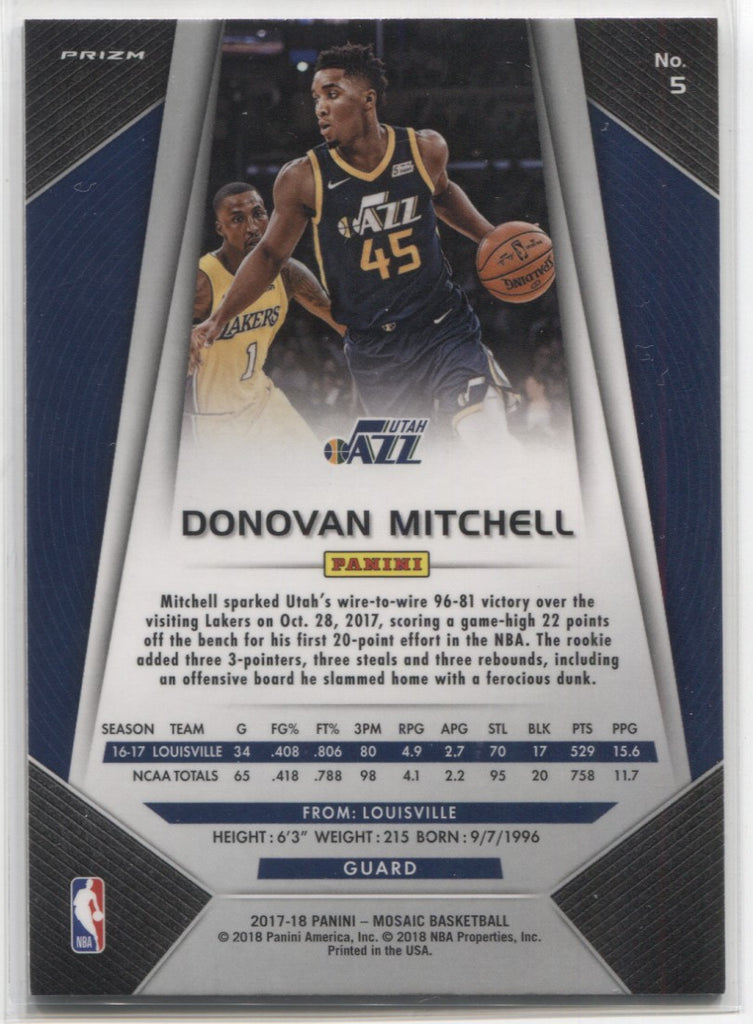 2017-18 Donovan Mitchell Panini Prizm Mosaic RED ROOKIE RC #5 Utah Jaz