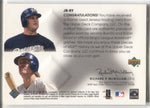 2001 Robin Yount Jeromy Burnitz Upper Deck SPx WINNING MATERIALS DUAL JERSEY RELIC #JB-RY Milwaukee Brewers