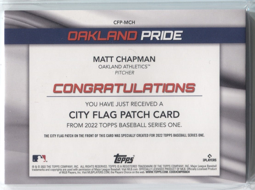 Matt Chapman player worn jersey patch baseball card (Oakland