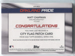 2022 Matt Chapman Topps Series 1 OAKLAND PRIDE CITY FLAG PATCH #CFP-MCH Oakland A's 2