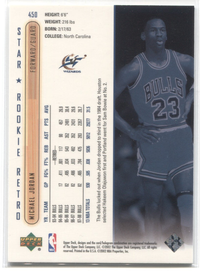 2000-01 Michael Jordan Upper Deck STAR ROOKIE RETRO #450 Washington Wi