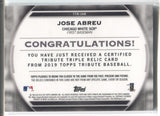 2019 Jose Abreu Topps Tribute GREEN TIPLE JERSEY 91/99 RELIC #TTR-JAB Chicago White Sox