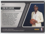 2019-20 Zion Williamson Panini Prizm LUCK OF THE LOTTERY ROOKIE RC New Orleans Pelicans #1