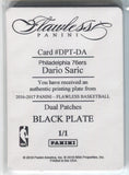 2016-17 Dario Saric Panini Flawless BLACK PRINTING PLATE 1/1 ONE OF ONE #DPT-DA Philadelphia 76ers
