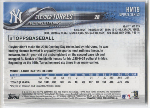 Gleyber Torres 2018 Topps Chrome Update Refractor #HMT9 Price