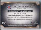 2021 Willson Contreras Topps Series 2 COMMEMORATIVE WORLD SERIES RING MEDALLION PLATINUM ANNIVERSARY 15/70 #WSRWC Chicago Cubs