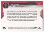 2021 Luke Williams Topps Now CALL UP ROOKIE RC #332 Philadelphia Phillies 3