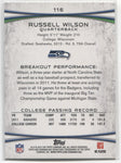 2012 Russell Wilson Bowman ROOKIE RC #116 Seattle Seahawks 1