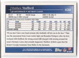 2009 Matthew Stafford Topps ROOKIE RC #430 Detroit Lions *NRMT*