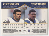 1999 Kurt Warner Tony Horne Pacific ROOKIE RC #343 St. Louis Rams HOF
