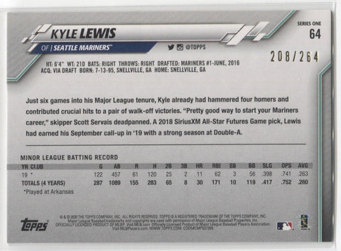 2020 Topps Series 1 #64 Kyle Lewis rookie RC card PSA 10 Mariners