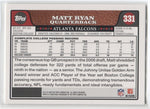 2008 Matt Ryan Topps ROOKIE RC #331 Atlanta Falcons 3