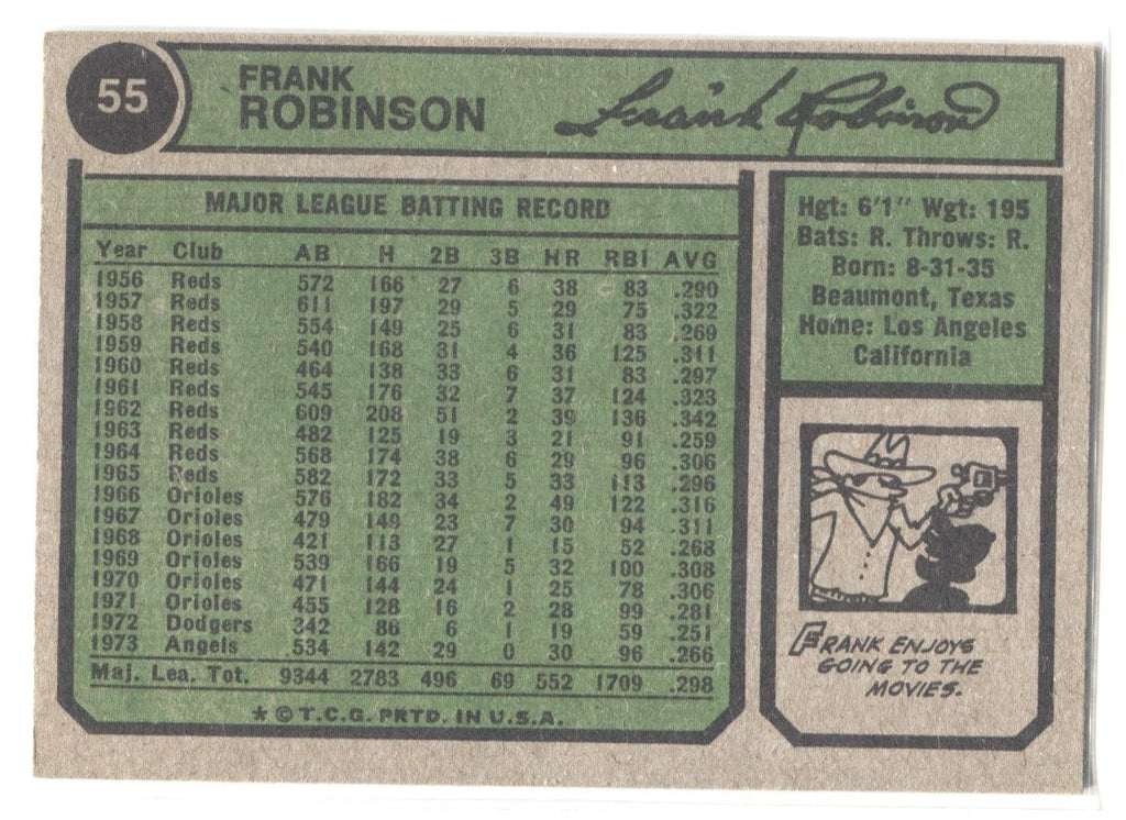 Frank Robinson 1974 Topps #55 - California Angels - HOF