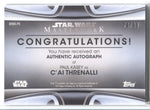 2021 Paul Kasey as C'ai Threnalli Topps Star Wars Masterwork BLUE AUTO 76/99 AUTOGRAPH #MWA-PK