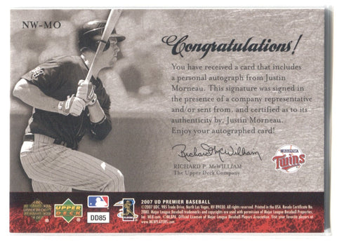 Autograph Warehouse 724456 Justin Morneau Player Worn Jersey Patch  Minnesota Twins 2005 Upper Deck Portraits No.55 LE 28-99 Baseball Card