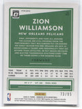 2020-21 Zion Williamson Donruss Optic Fast Brk PURPLE DISCO /95 #40 New Orleans Pelicans