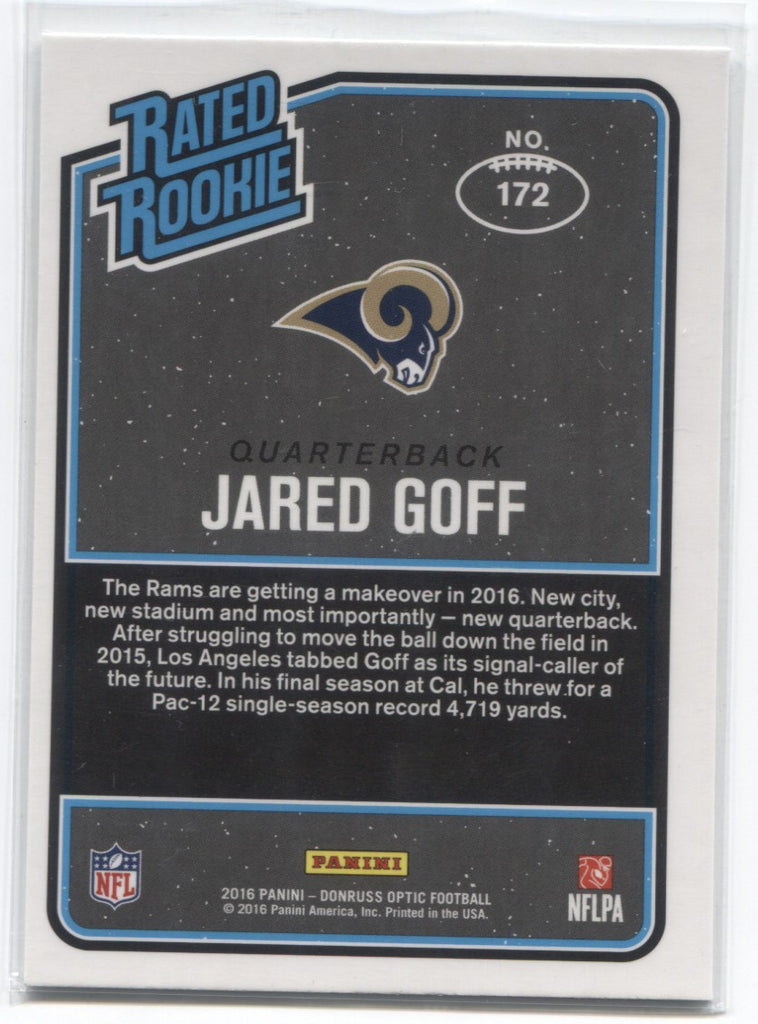 Jared Goff 2016 Donruss Optic Jersey Patch Relic Rookie Card