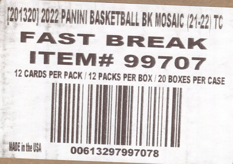2021-22 Panini Mosaic Fast Brk Basketball, 20 Box Case