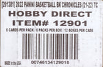2021-22 Panini Chronicles Basketball Hobby, 12 Box Case
