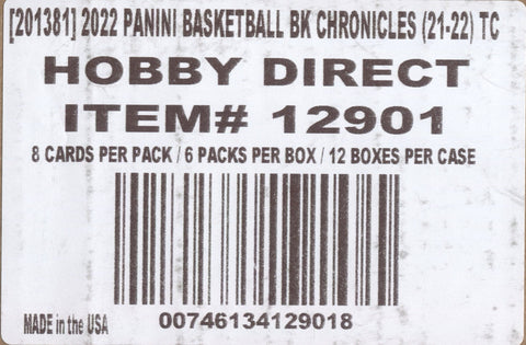 2021-22 Panini Chronicles Basketball Hobby, 12 Box Case